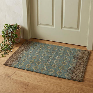 Home Outfitters 2' X 3' Blue Green and Brown Floral Hand Knotted Area Rug