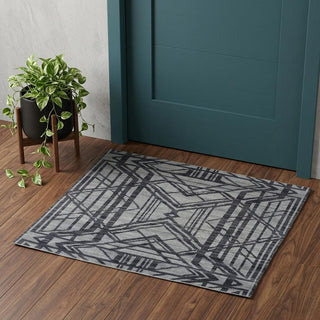 Home Outfitters 2' X 3' Gray and Blue Wool Geometric Hand Knotted Area Rug