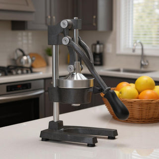 HomeRoots 7-Inch Black & Silver Stainless Steel Manual Juicer, SKU 568983 product image