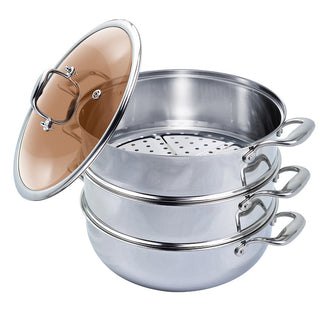 13" Silver Stainless Steel Food Steamer by HomeRoots - image 3