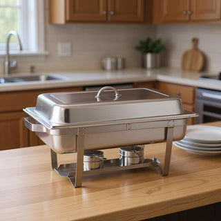 9" Silver Stainless Steel Chafing Dish With Stand (SKU 569489)