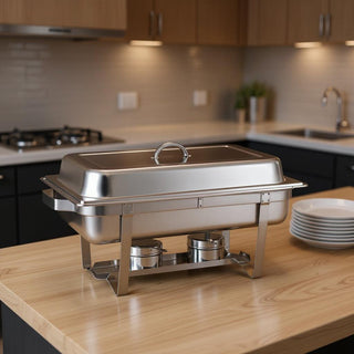 9" Silver Stainless Steel Chafing Dish With Stand (SKU 569490)