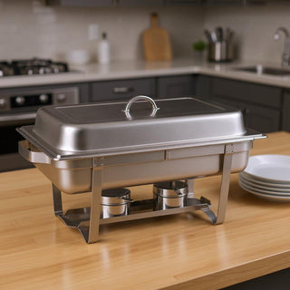 9" Silver Stainless Steel Chafing Dish With Stand (SKU 569491)