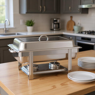 9" Silver Stainless Steel Chafing Dish With Stand (SKU 569492)