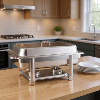 9" Silver Stainless Steel Chafing Dish With Stand (SKU 569493)