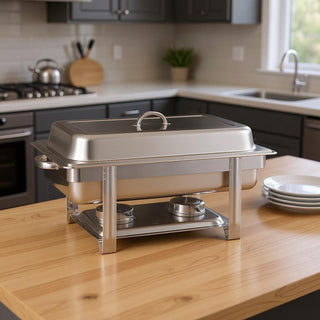9" Silver Stainless Steel Chafing Dish With Stand (SKU 569494)