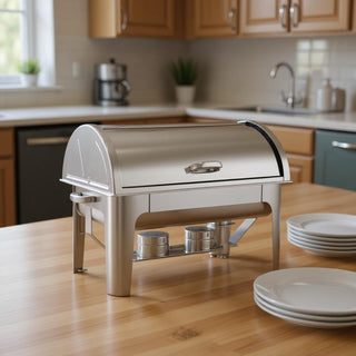 14" Silver Stainless Steel Chafing Dish With Stand (SKU 569499)