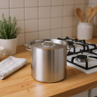 10" Silver Stainless Steel Stock Pot