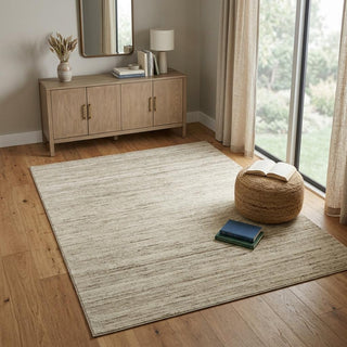 Home Outfitters 4' X 6' Ivory And Brown Wool Striped Hand Woven Area Rug