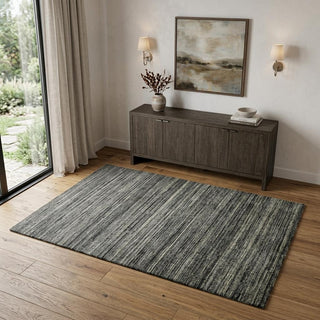 Home Outfitters 4' X 6' Gray And Black Wool Striped Hand Woven Area Rug