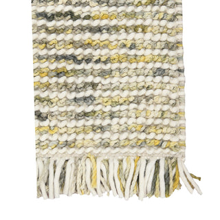 Home Outfitters 2' X 3' Gold Ivory And Gray Wool Striped Hand Woven Area Rug With Fringe