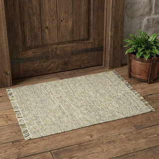 Home Outfitters 2' X 3' Gold Ivory And Gray Wool Striped Hand Woven Area Rug With Fringe