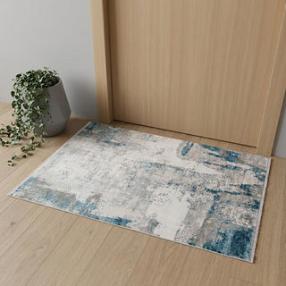 Home Outfitters 2' X 3' Gray Blue And Ivory Abstract Area Rug With Fringe