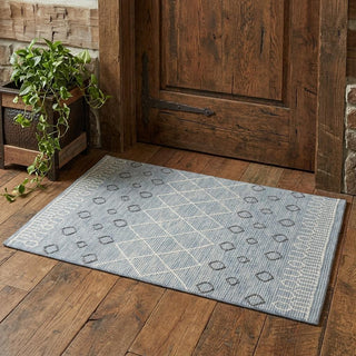 Home Outfitters 2' X 3' Blue Gray And Ivory Wool Geometric Hand Hooked Area Rug