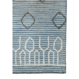 Home Outfitters 2' X 3' Blue Gray And Ivory Wool Geometric Hand Hooked Area Rug