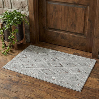 Home Outfitters 2' X 3' Gray Ivory And Rust Wool Geometric Hand Hooked Area Rug