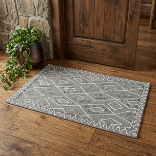 Home Outfitters 2' X 3' Dark Gray Ivory And Rust Wool Geometric Hand Hooked Area Rug