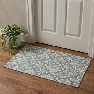 Home Outfitters 2' X 3' Dark Gray And Ivory Wool Oriental Hand Hooked Area Rug
