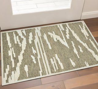 Home Outfitters 2' X 3' Beige And Brown Wool Abstract Hand Hooked Area Rug