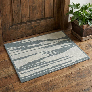 Home Outfitters 2' X 3' Blue And Ivory Wool Abstract Hand Hooked Area Rug