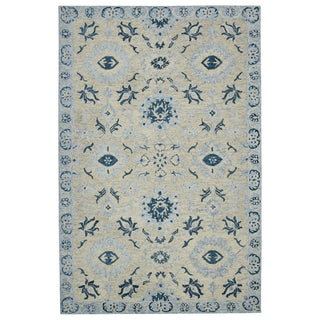 Home Outfitters 2' X 3' Gray Dark Blue And Light Blue Wool Floral Medallion Hand Hooked Area Rug