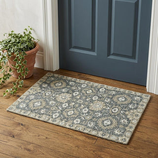 Home Outfitters 2' X 3' Gray Ivory And Beige Wool Floral Medallion Hand Hooked Area Rug