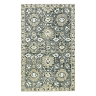 Home Outfitters 2' X 3' Gray Ivory And Beige Wool Floral Medallion Hand Hooked Area Rug