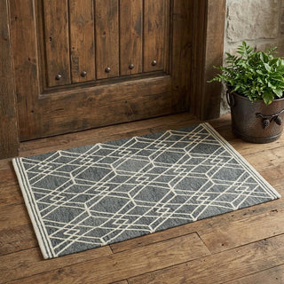 Home Outfitters 2' X 3' Gray And Ivory Wool Geometric Hand Hooked Area Rug