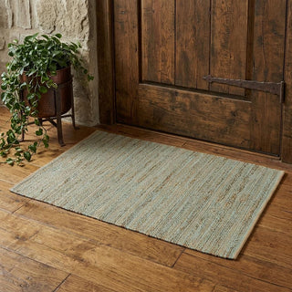 Home Outfitters 2' X 3' Aqua And Brown Jute Striped Flatweave Handmade Area Rug