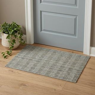Home Outfitters 2' X 3' Gray And Beige Wool Plaid Hand Woven Area Rug