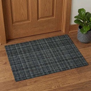 Home Outfitters 2' X 3' Black Ivory And Charcoal Wool Plaid Hand Tufted Area Rug