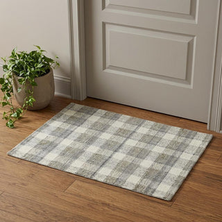 Home Outfitters 2' X 3' Gray And Ivory Wool Plaid Hand Tufted Area Rug