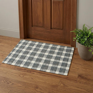 Home Outfitters 2' X 3' Dark Gray And Ivory Wool Plaid Hand Tufted Area Rug