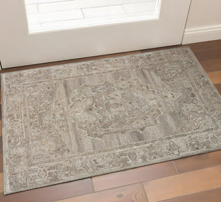 Home Outfitters 2' X 3' Brown And Beige Wool Oriental Hand Tufted Area Rug