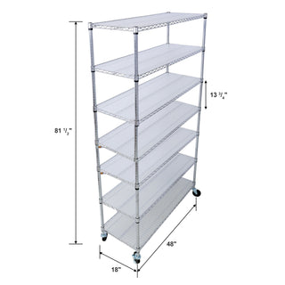 7 Tier Metal Storage Shelf with Adjustable Wire Shelving - Black, White or Pearl Silver