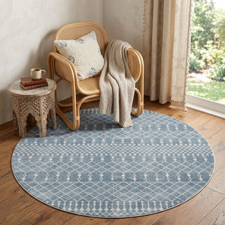 Home Outfitters 4' Blue Geometric Power Loom Round Rug