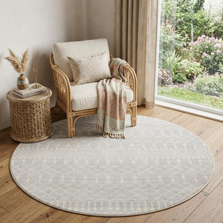 Home Outfitters 4' Gray Geometric Power Loom Round Rug