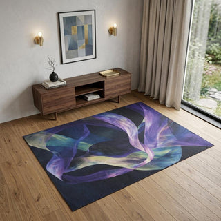 Home Outfitters 4' X 6' Blue Abstract Power Loom Non Skid Area Rug