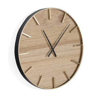  26" Brown Solid Wood Silent Analog Round Wall Clock - front product view