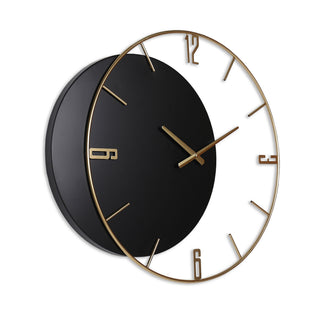  29" Black Iron Silent Analog Round Wall Clock - front product view