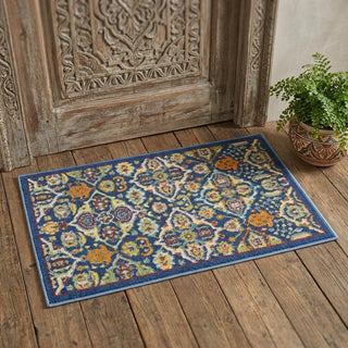 Home Outfitters 2' X 3' Blue Floral Power Loom Area Rug