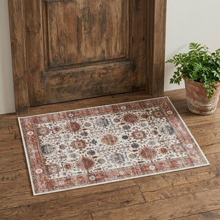 Home Outfitters 2' X 3' Beige and Orange Oriental Distressed Non Skid Area Rug