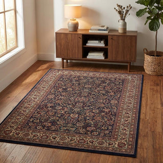Home Outfitters 4' X 6' Blue Red and Ivory Oriental Area Rug