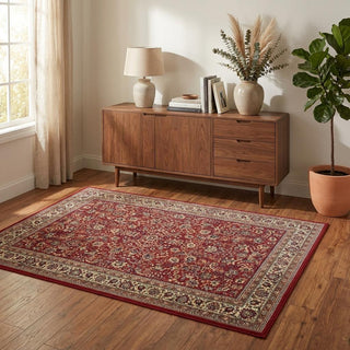 Home Outfitters 4' X 6' Ivory and Red Oriental Area Rug