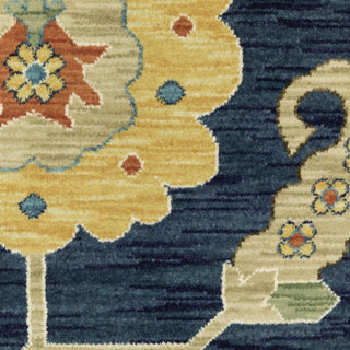 Home Outfitters 2' X 3' Blue And Gold Oriental Area Rug With Fringe