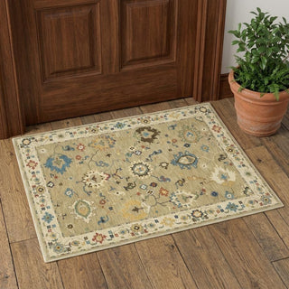 Home Outfitters 2' X 3' Beige Blue And Red Oriental Area Rug With Fringe