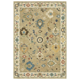 Home Outfitters 2' X 3' Beige Blue And Red Oriental Area Rug With Fringe