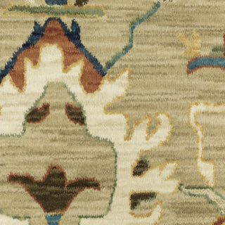 Home Outfitters 2' X 3' Beige Blue And Red Oriental Area Rug With Fringe
