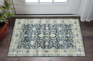Home Outfitters 2' X 3' Blue And Ivory Oriental Distressed Area Rug