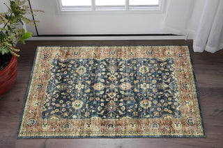 Home Outfitters 2' X 3' Blue And Rust Oriental Distressed Area Rug